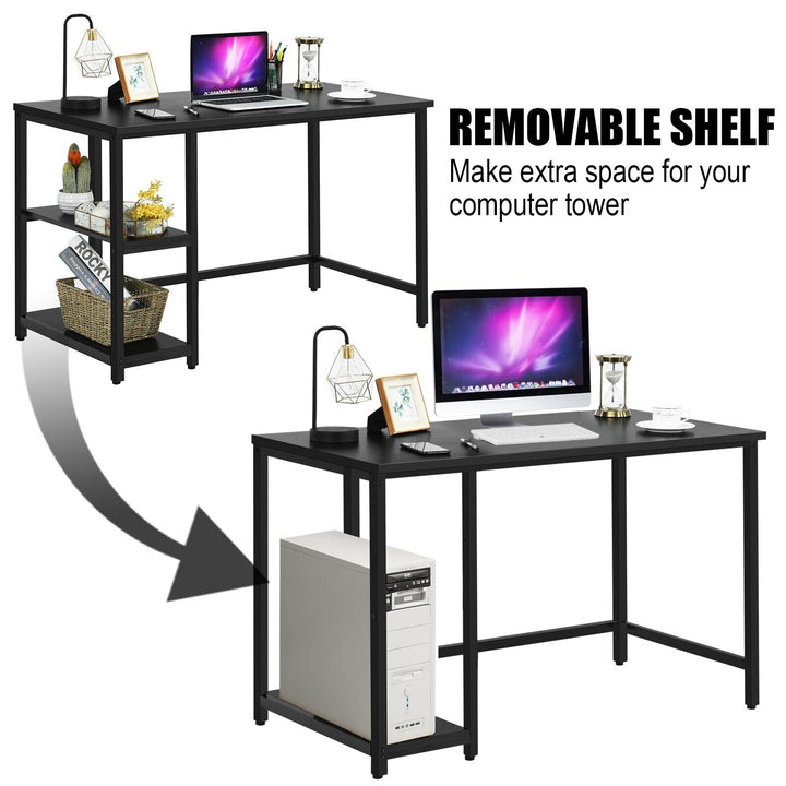Industrial Computer Desk with Storage Sheves-Black