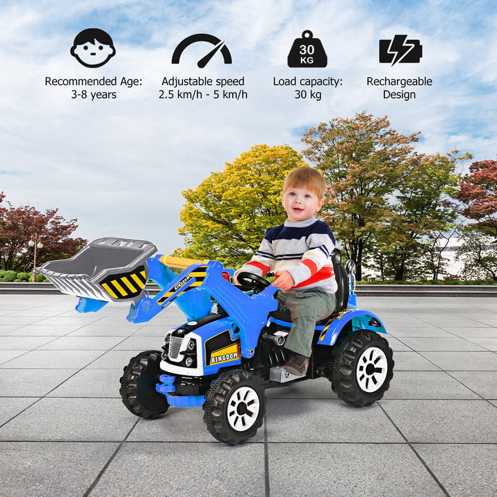 Kids Ride on Excavator with Horn and Safety Belt-Blue