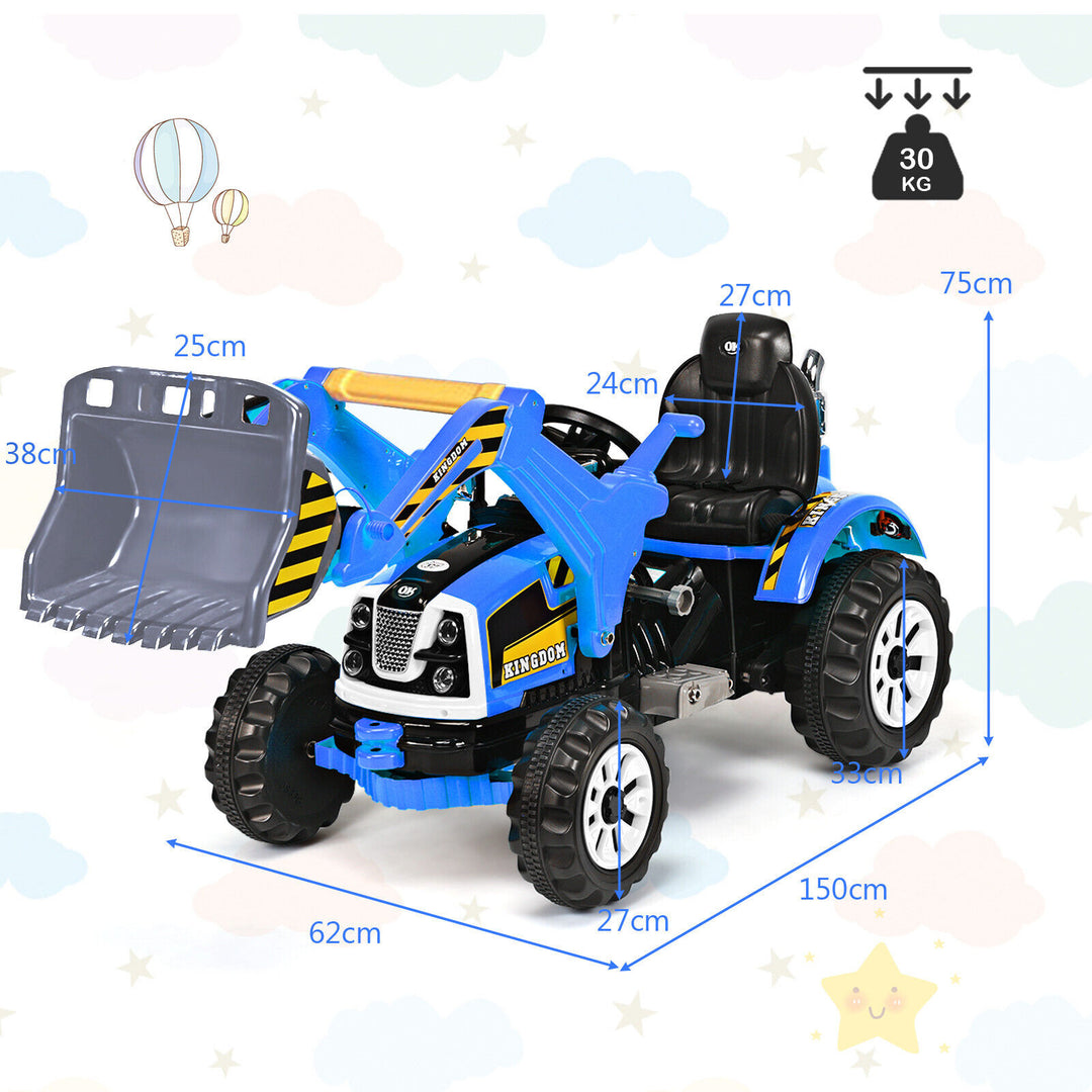 Kids Ride on Excavator with Horn and Safety Belt-Blue