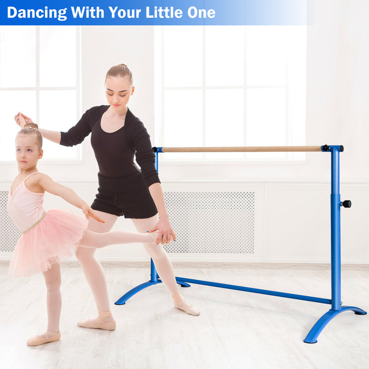 Freestanding Ballet Barre Bar with 4-Position Adjustable Height-Blue