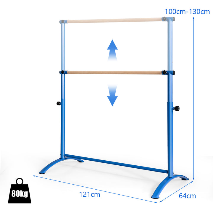 Freestanding Ballet Barre Bar with 4-Position Adjustable Height-Blue