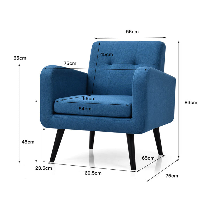 Modern Upholstered Accent Chair w/ Wood Legs-Blue
