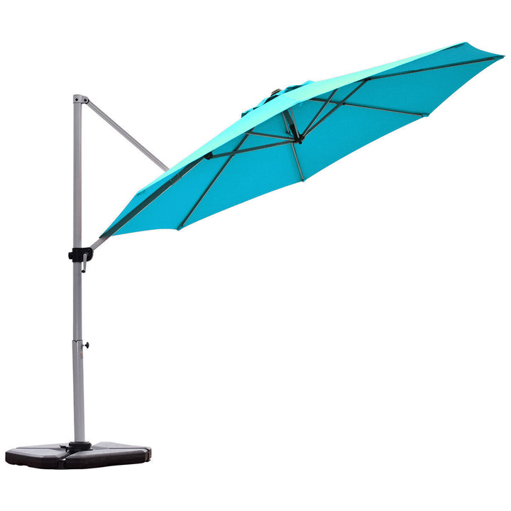 Umbrella with Tilting Adjustment and Cross Base-Blue