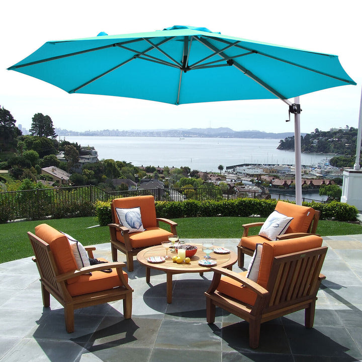 Umbrella with Tilting Adjustment and Cross Base-Blue
