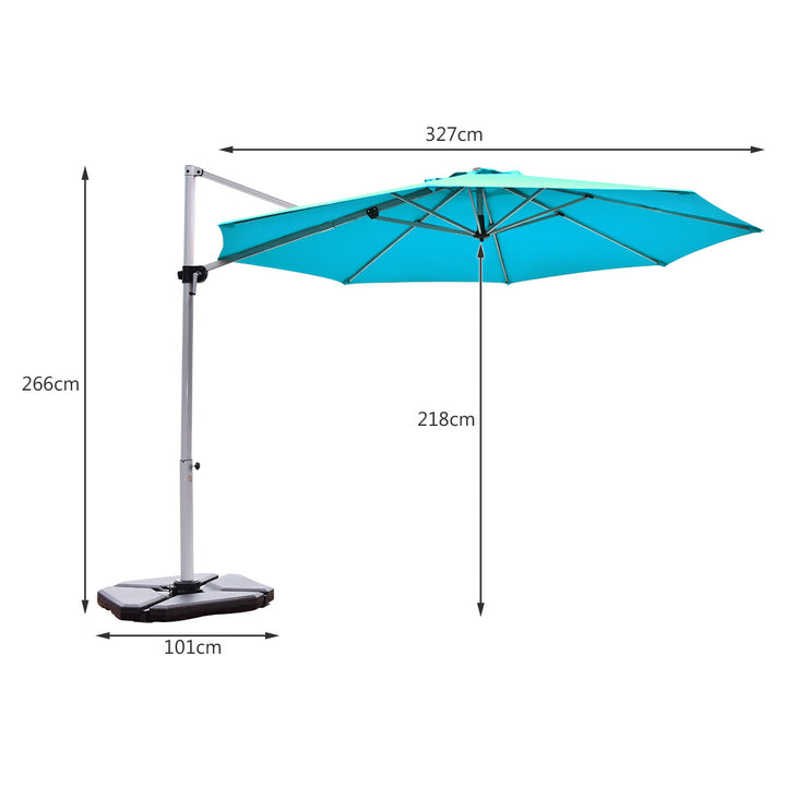 Umbrella with Tilting Adjustment and Cross Base-Blue