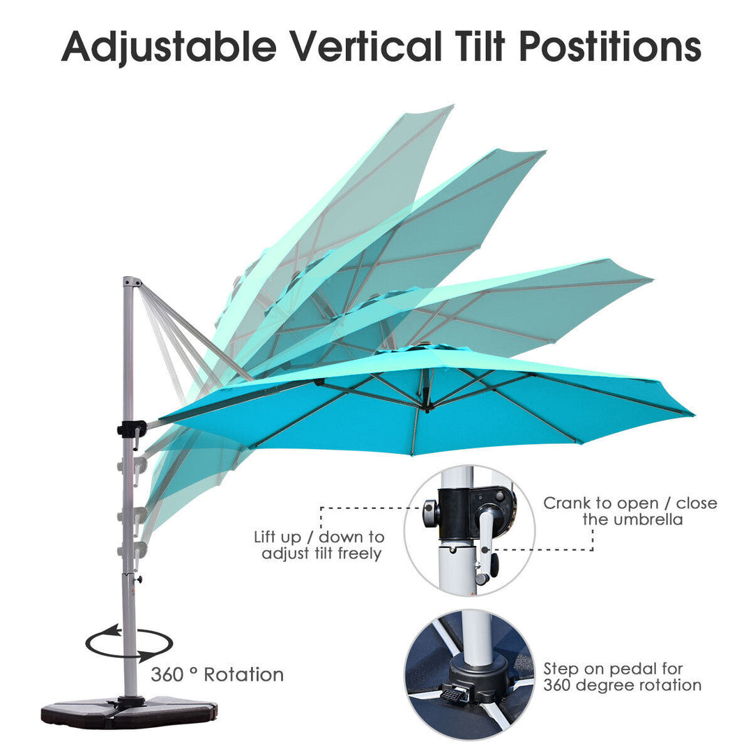 Umbrella with Tilting Adjustment and Cross Base-Blue