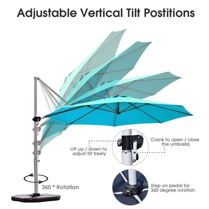 Umbrella with Tilting Adjustment and Cross Base-Blue