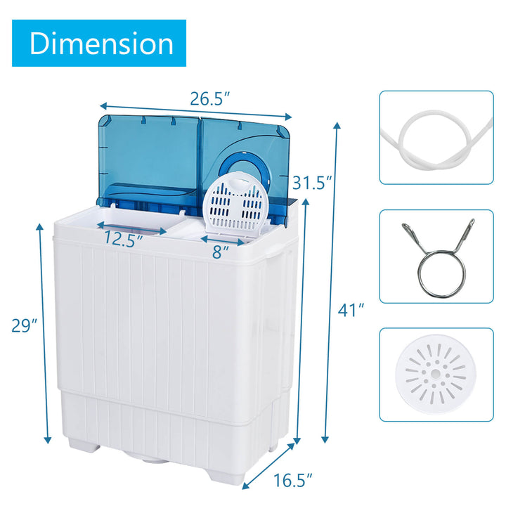 Portable Twin Tub Wash Machine with Spin Dryer-Blue
