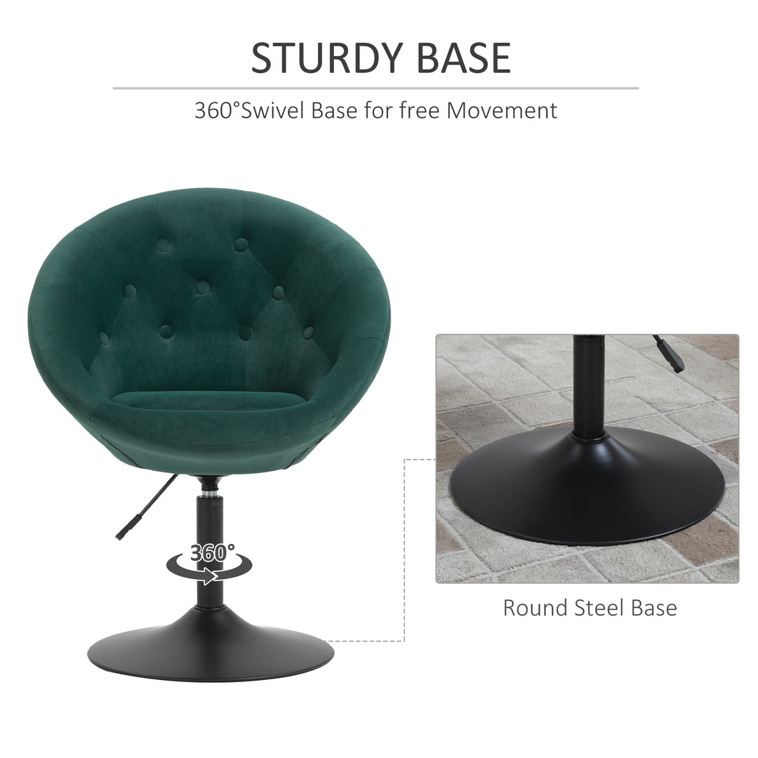 Dining Height Bar Stool Velvet-Touch Tufted Fabric Adjustable Height Armless Counter Chairs with Swivel Seat, Green