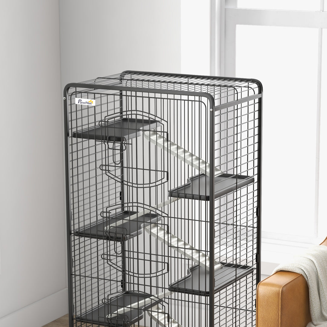 PawHut Five-Level Removable Small Animal Cage, 131cm - Black