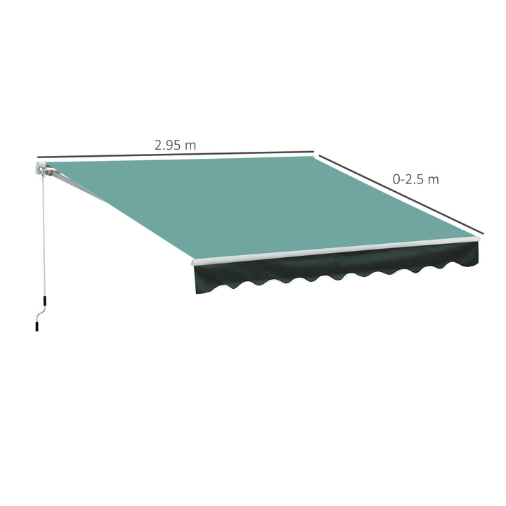 3x2.5 m Sun Shade Canopy Garden Patio Manual Retractable Awning Canopy Sun Shade Shelter, 3x2.5 m-Dark Green