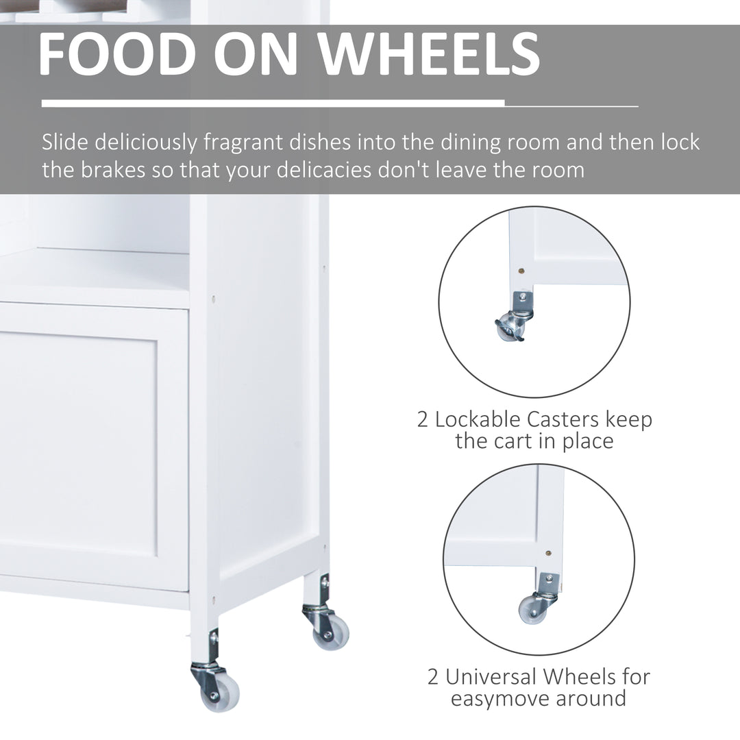 Rolling Kitchen Cart Sideboard Island Portable Serving Utility Storage Display Cabinet Trolley Wood Drawers w/Doors on Wheels&amp;Wine Racks