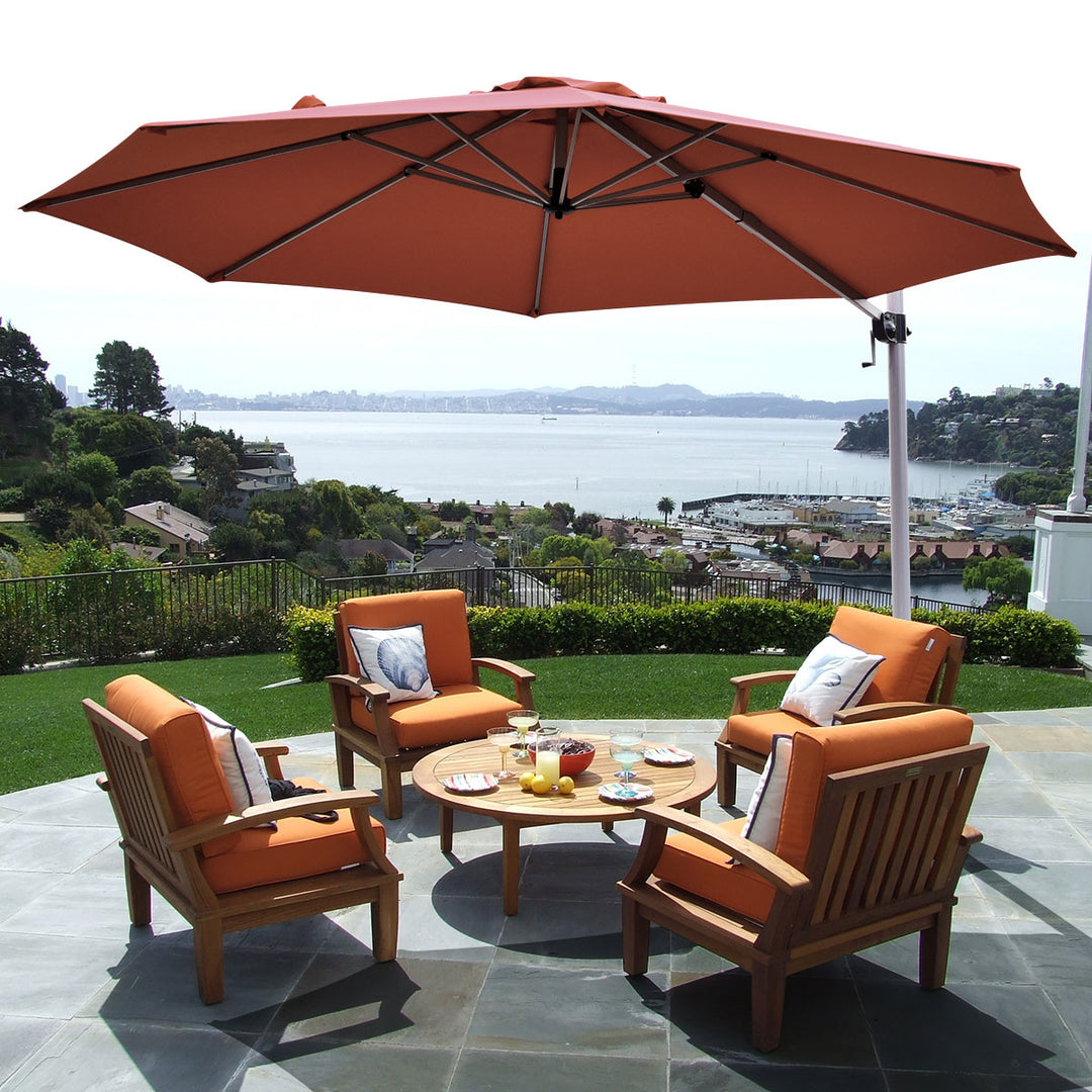 Umbrella with Tilting Adjustment and Cross Base-Brick Red