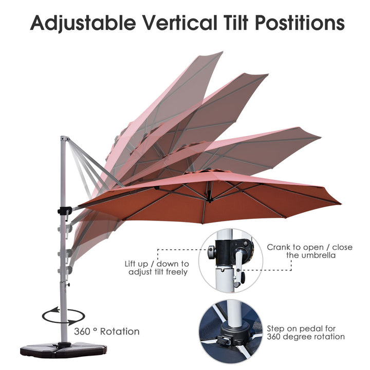 Umbrella with Tilting Adjustment and Cross Base-Brick Red