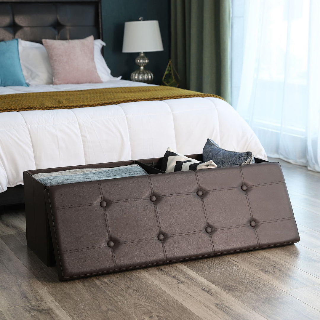 Brown Storage Ottoman Bench