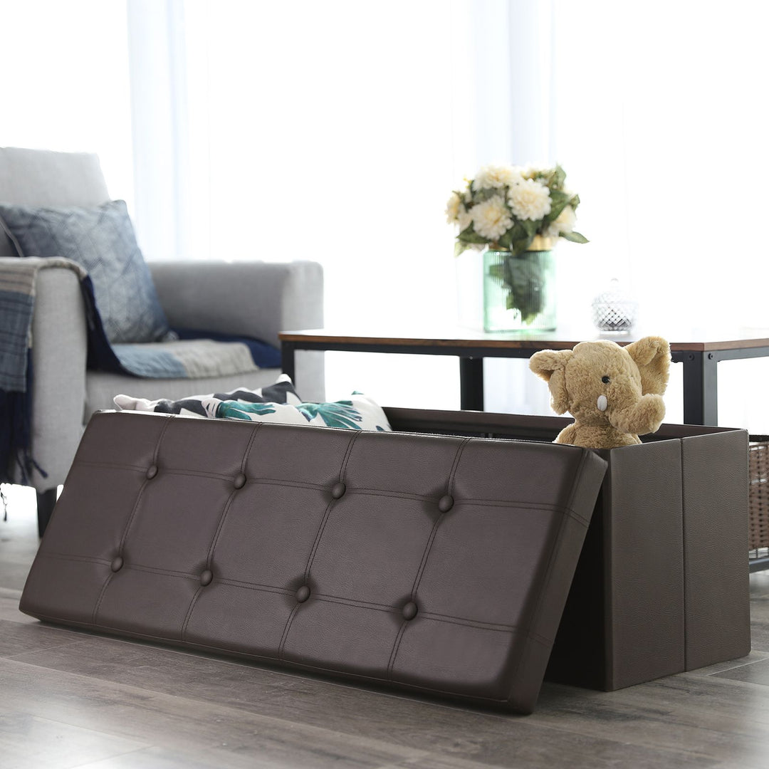 Brown Storage Ottoman Bench