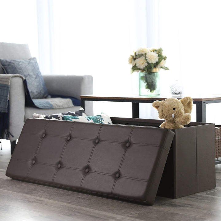 Brown Storage Ottoman Bench