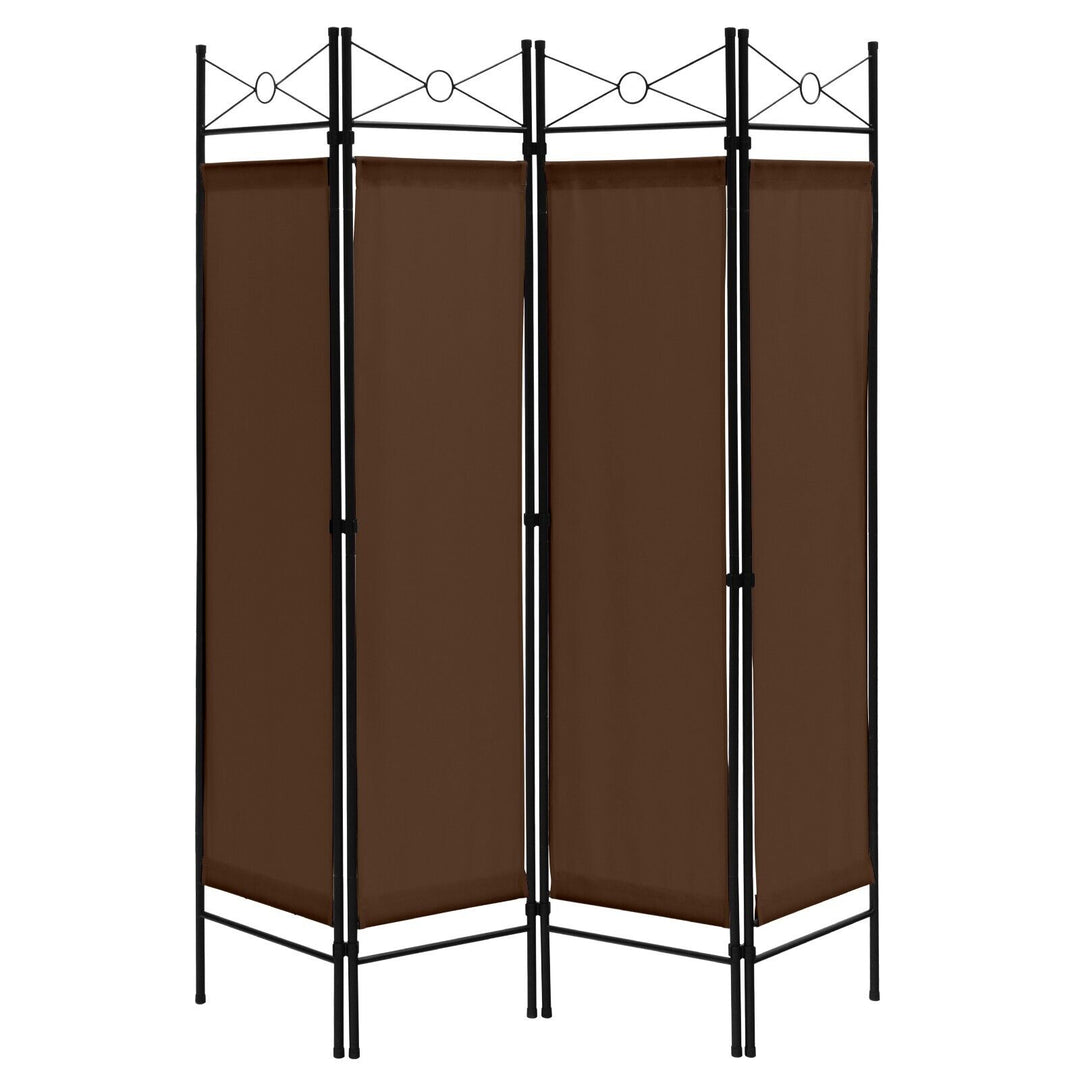 6 Feet 4-Panel Light Weight Room Divider with Polyester Cloth-Brown