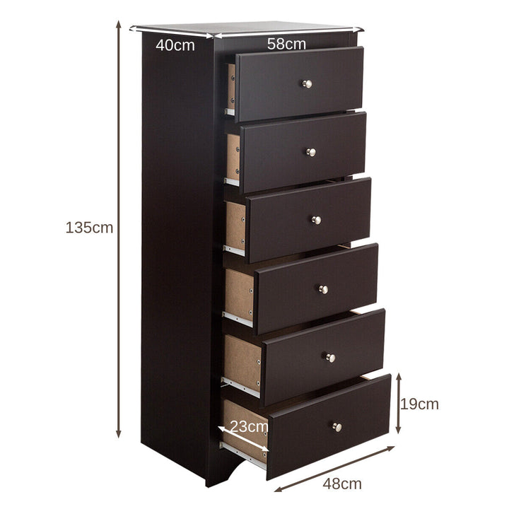 6-Drawer Freestanding Dresser Cabinet-Brown
