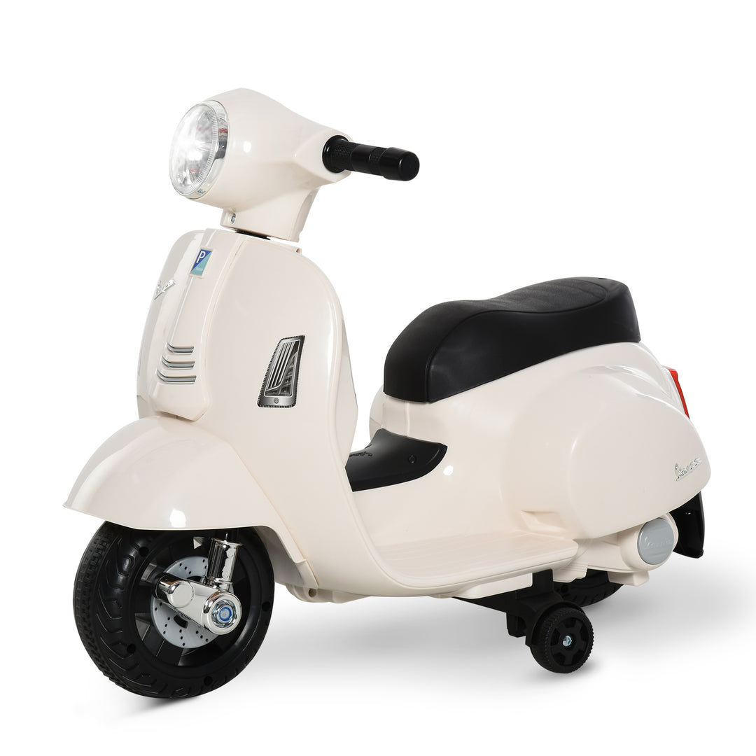 Vespa Licensed Kids Ride On Motorcycle 6V Battery Powered Electric Trike Toys for 18-36 Months with Horn Headlight White