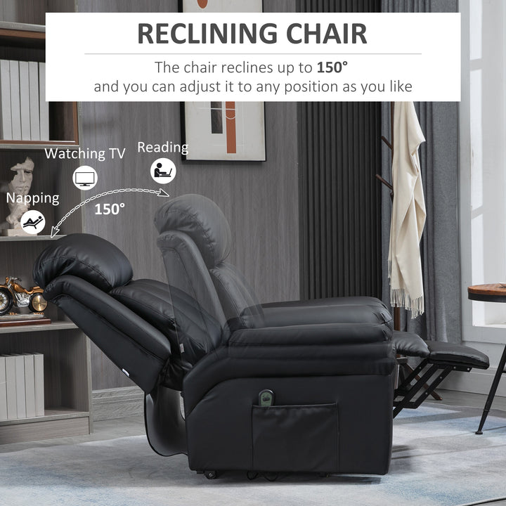 Lift Stand Assistance Chair Recliner Sofa PU Leather  Extra Padded Design Electric Power w/ Remote Black