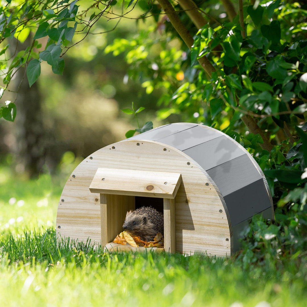 Wooden Hedgehog House Outdoor, Small Animal Shelter Hibernation Home, with 2 Doors, for Garden, 40 x 30.2 x 23.5 cm, Natural