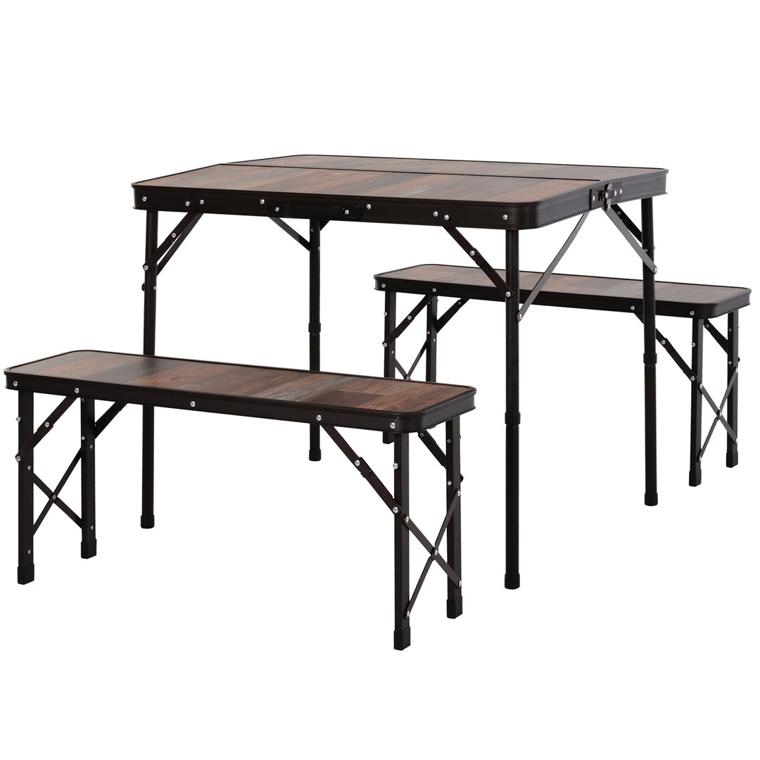 MDF Portable Picnic Dining Table Set Height Adjustable