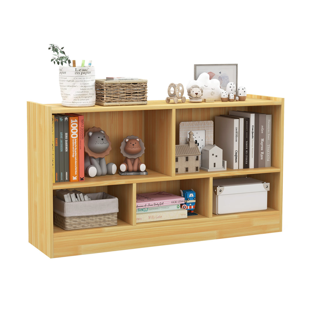 Wooden Kids Bookcase with 5 Compartments for Playroom Study