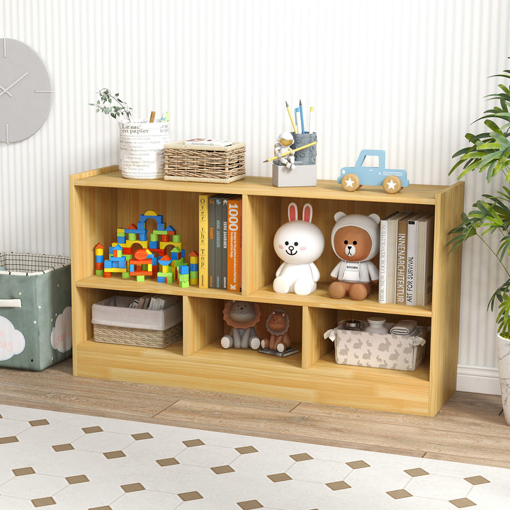 Wooden Kids Bookcase with 5 Compartments for Playroom Study