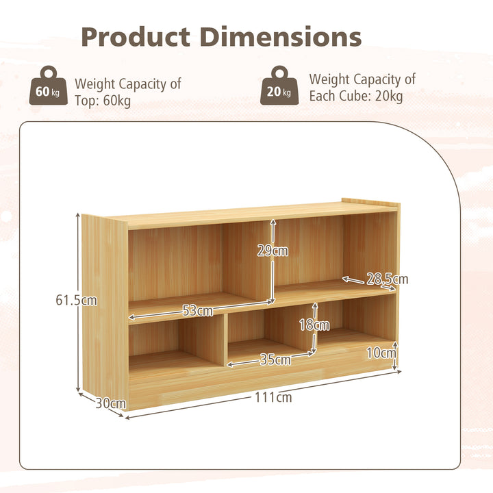 Wooden Kids Bookcase with 5 Compartments for Playroom Study