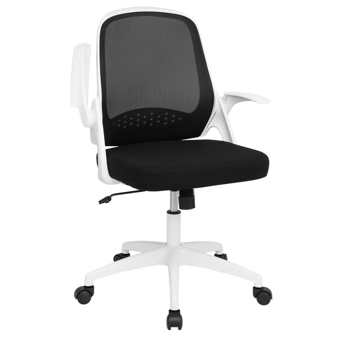 Height Adjust Swivel Rolling Mesh Office Chair-Back-White