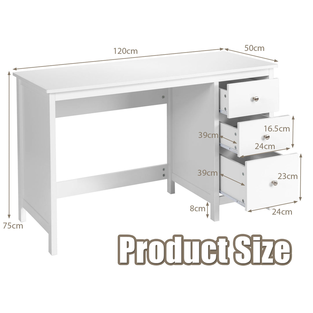 Modern Computer Desk with 3 Drawers for Home Office-White