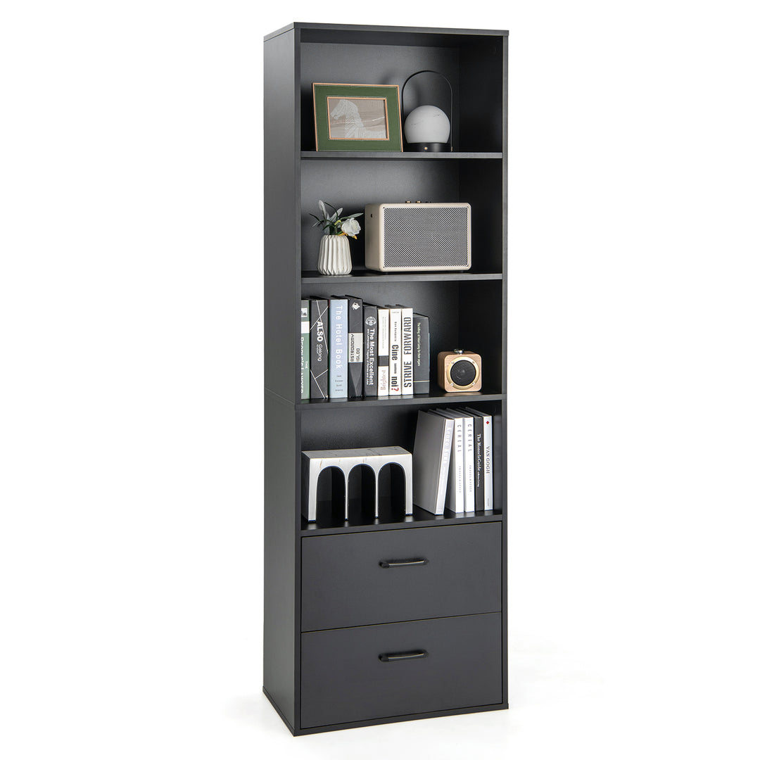 Modern Wooden Bookshelf with 4 Open Shelves-Black