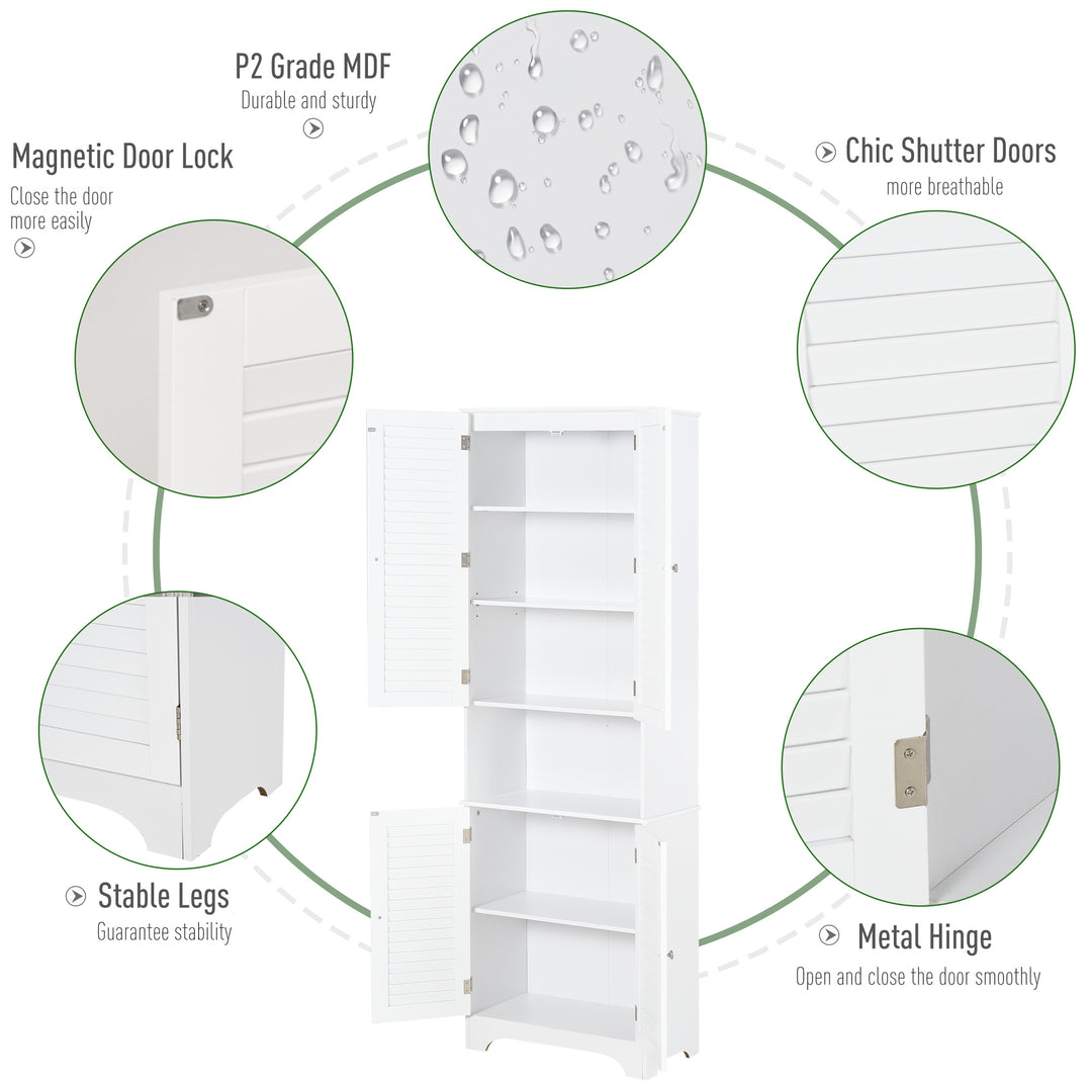 MDF Freestanding 6-Tier Bathroom Storage Cabinet White