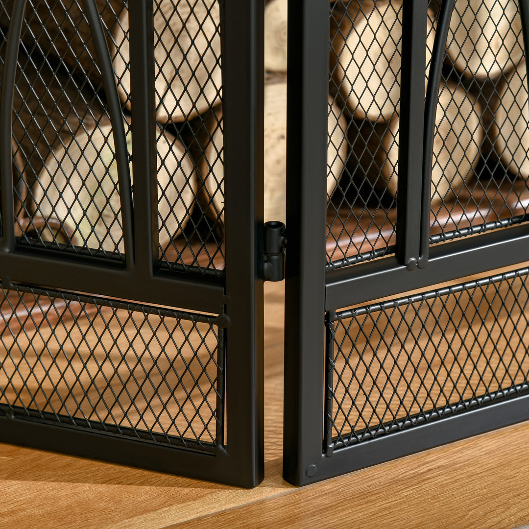 HOMCOM 3-Panel Folding Fireplace Screen, Metal Mesh Fire Spark Guard, 126L x 3W x 80H cm-Black