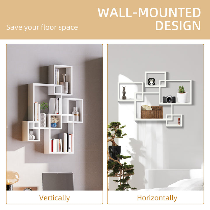 Floating Shelves, Wall Mounted Interlocking Display Wall Shelf White