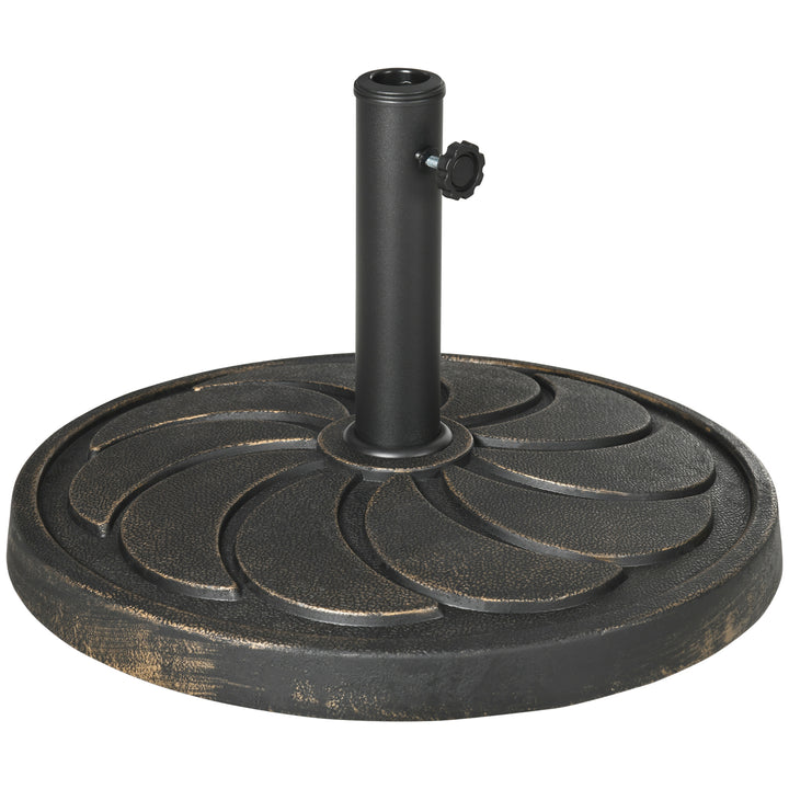 18kg Resin Garden Parasol Base, Round Outdoor Market Umbrella Stand Weight for Poles of Φ38mm to Φ48mm, Bronze