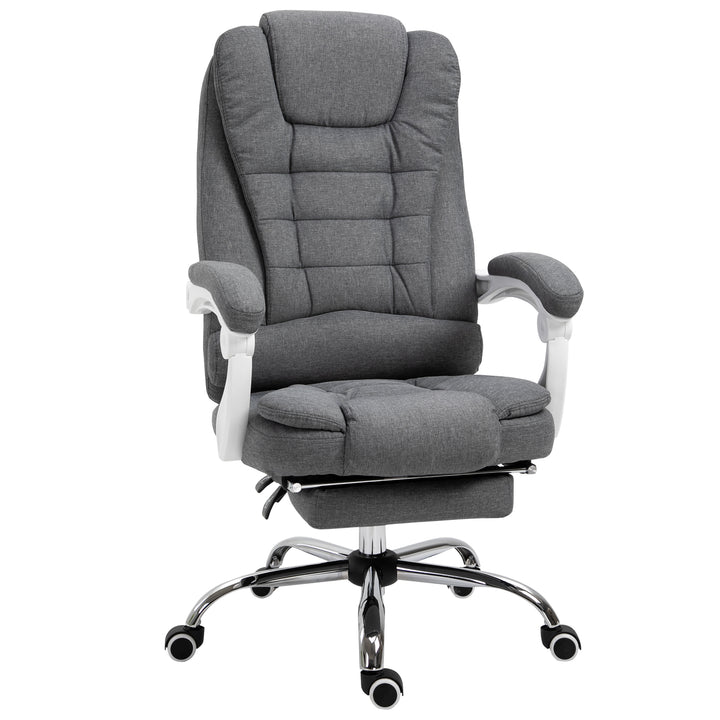 Office Chair Computer Swivel Rolling Task Recliner for Home with Retractable Footrest, Arm, Grey