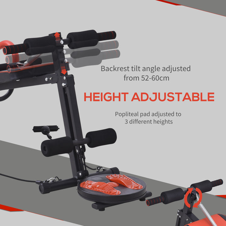 HOMCOM Multifunctional Sit Up and Dumbbell Bench Exercise with Resistant Rope and Twist Waist Disc for Home, Office and Gym