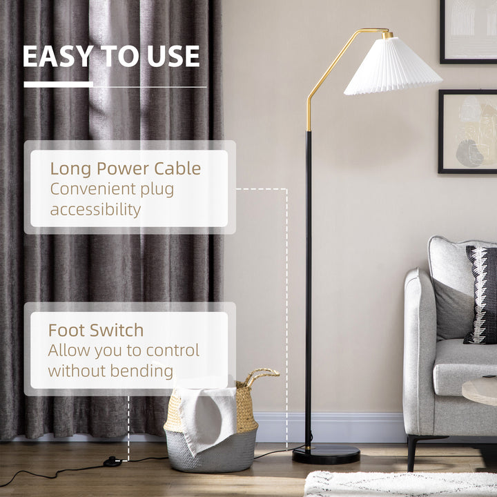 Floor Lamps for Living Room Bedroom with Adjustable Pleated Lampshade, Modern Standing Lamp, 55x37x162cm, White