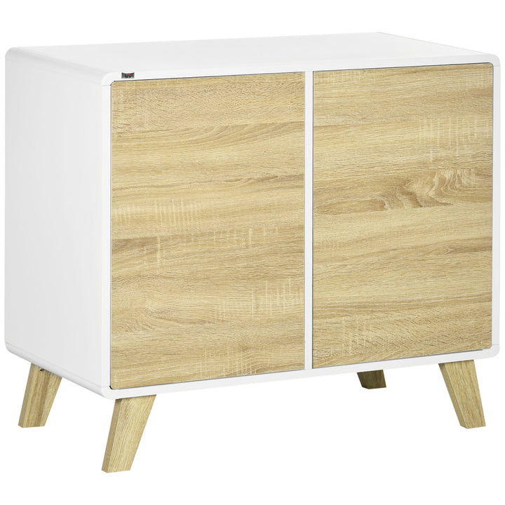 Modern Sideboard with Push to Open Doors Adjustable Shelf - White and Oak