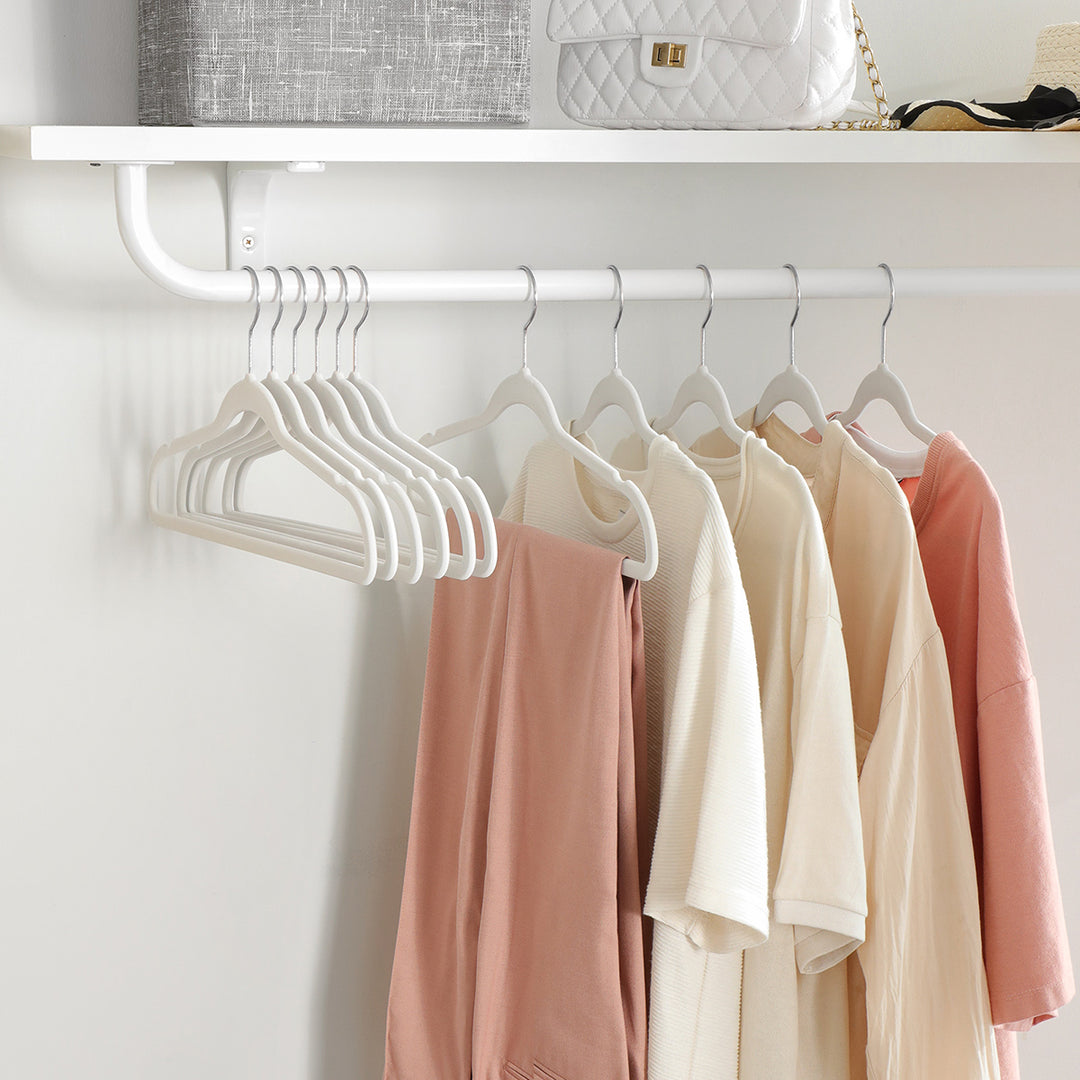 Set of 50 White Non-Slip Hangers with Swivel Hooks