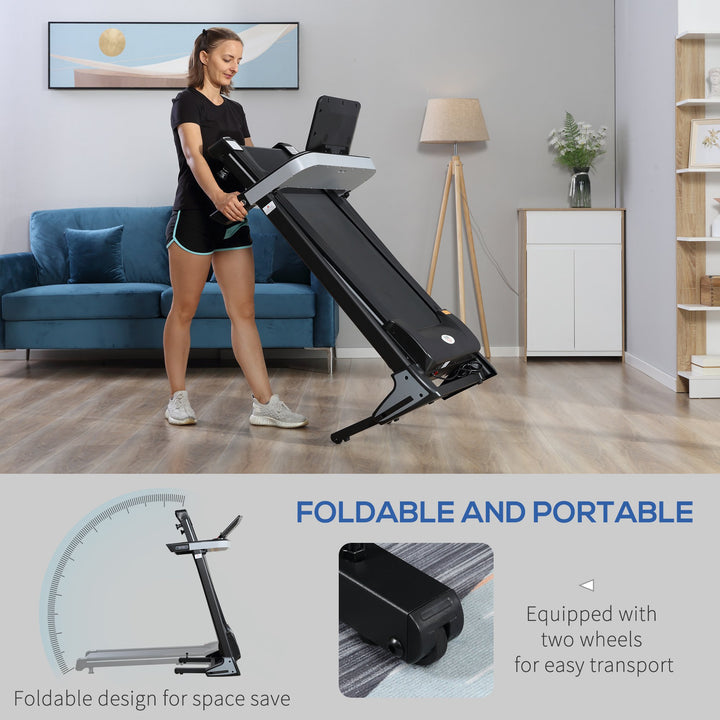 Folding Treadmill for Home Motorised Running Machine w/ LCD Display Black