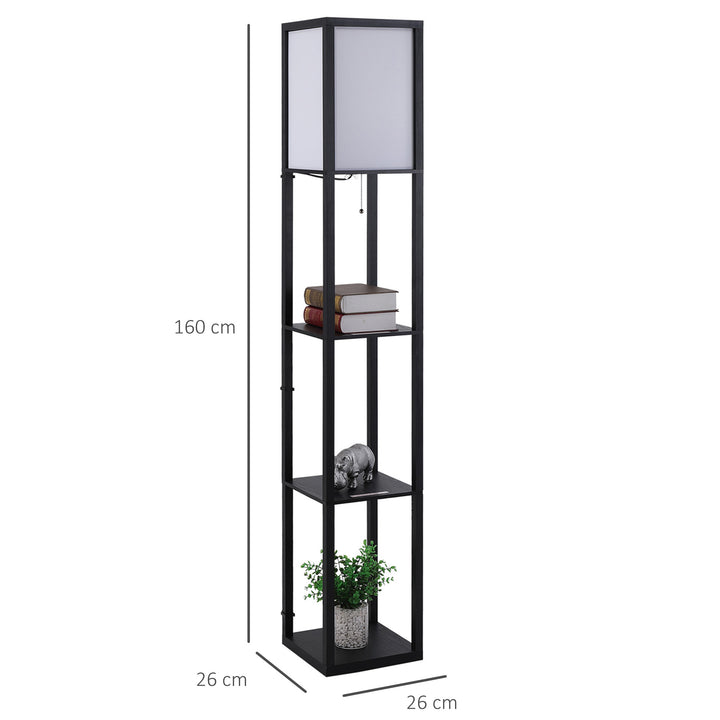 Modern Shelf Floor Lamp Soft Light 4-tier Open Shelves Living Room Storage Display