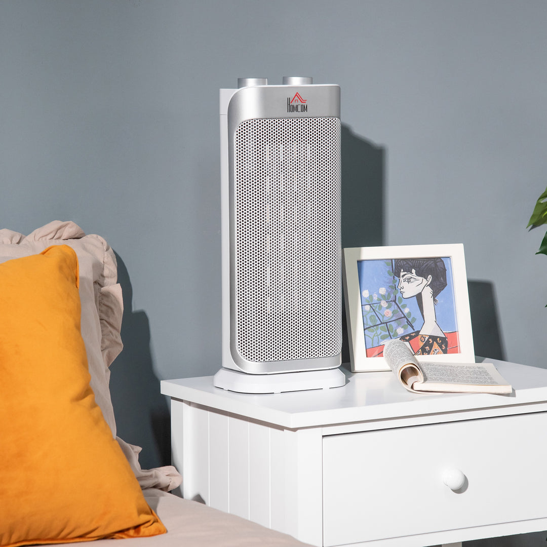 Electric Space Heater Freestanding Oscillating Ceramic Heater with 3 Adjustable Modes, Tip-Over and Overheat Protection, 1000W/2000W, White