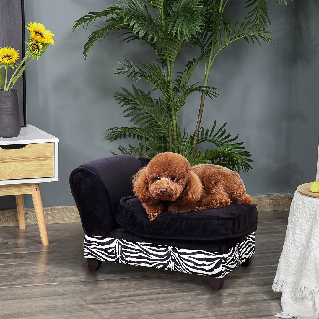 Dog Sofa Bed for XS-Sized Dogs, Pet Chair with Hidden Under Seat Storage, Cat Sofa Lounge with Removable Soft Cushion, Thick Sponge, Wooden Frame