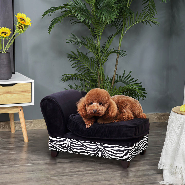 Dog Sofa Bed for XS-Sized Dogs, Pet Chair with Hidden Under Seat Storage, Cat Sofa Lounge with Removable Soft Cushion, Thick Sponge, Wooden Frame