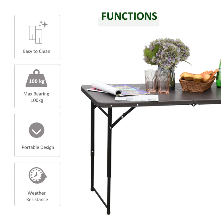 4FT Portable Metal Picnic Table-Black/Brown