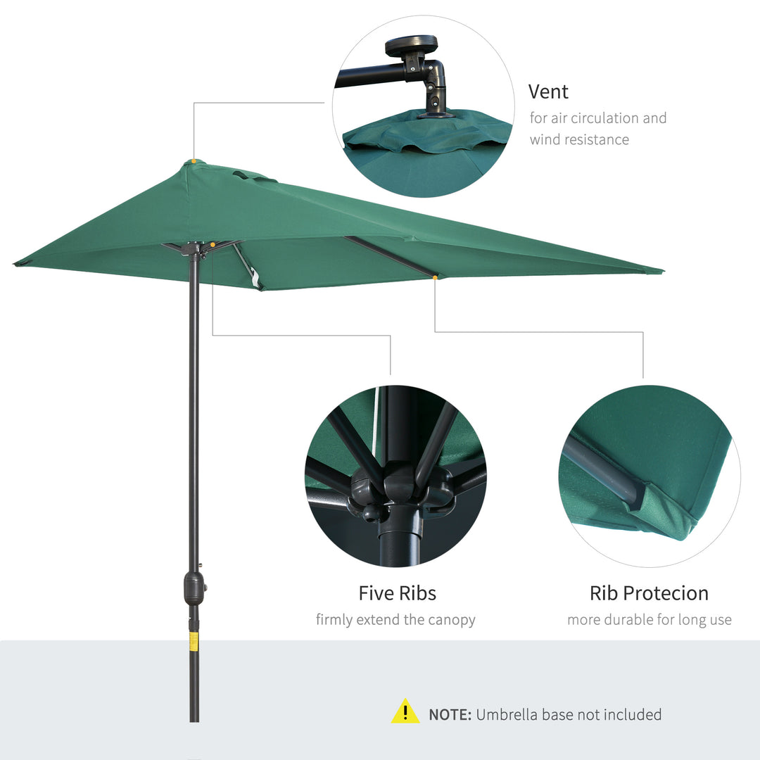 Outsunny Half Parasols Balcony Semi Round Umbrella Patio Crank Handle (2.3m, Green)- NO BASE INCLUDED