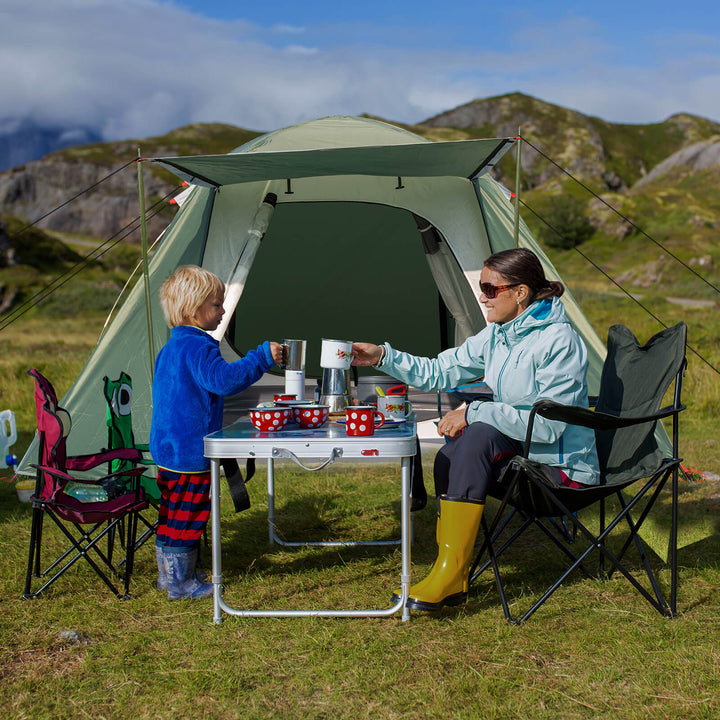 Double Layers Dome Tent for 4-6 Persons with Carrying Bag-Green